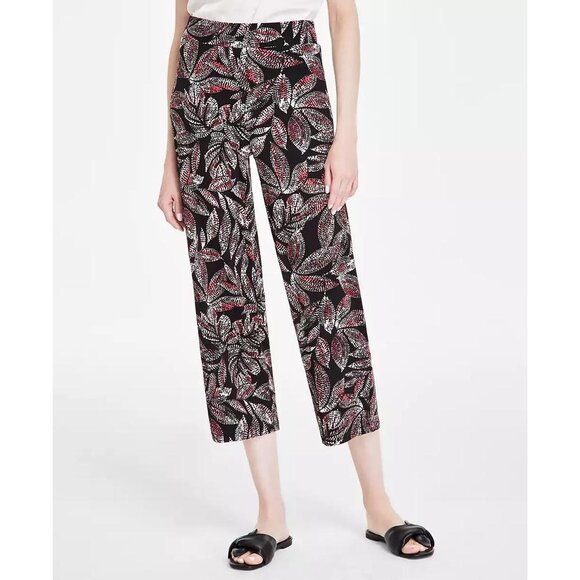 Jones New York Womens Printed Moss Crepe Wide Leg Cropped Pants Size M NWT - Picture 1 of 4